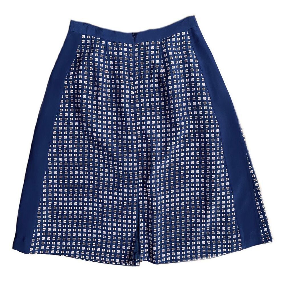 Madewell Silk Ascot Navy Print A-Line Skirt 2 - Picture 2 of 8